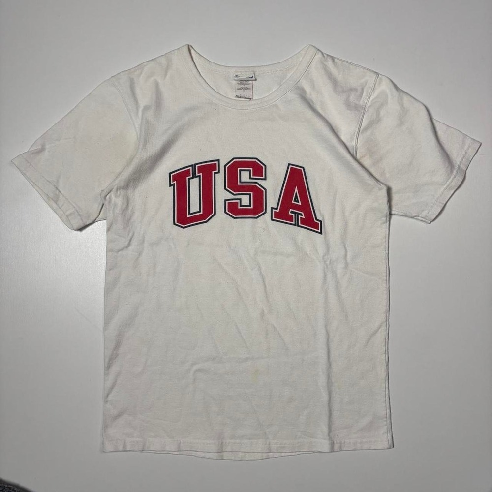 Vintage 2000's Champion Reverse Weave USA Graphic T-Shirt White - Size M